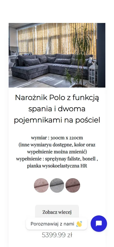 Strona salonu meblowego na telefonie - widok 4